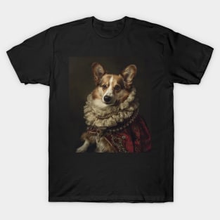 Royal Regalia: Corgi Princess Portrait T-Shirt